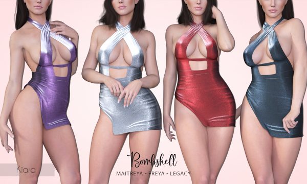 Bombshell - Kiara Dress. Individual L$188 each | Fatpack L$1,288. Demo Available.
