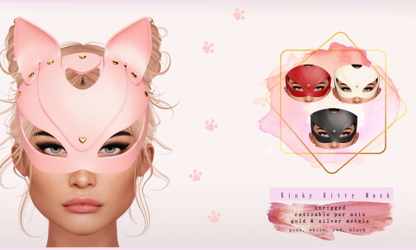 Swan - Kinky Kitty Mask. Individual L$250 each | Fatpack L$750.