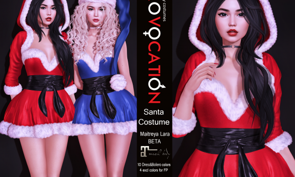 [Provocation] - Santa Costume & Saya Hair. Dress L$200 | Bolero L$200 | Fatpacks L$ 900 each | Megapack L$1,500 | Demo Available.