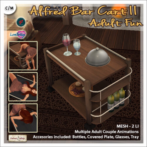 Velvet Whip - Alfred Bar Cart & Alard French Bed.